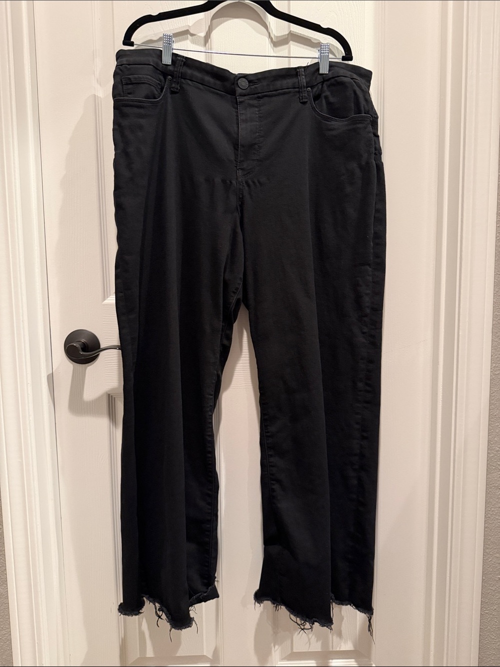 Kut from the Kloth Black Frayed-Hem Wide Leg Jeans